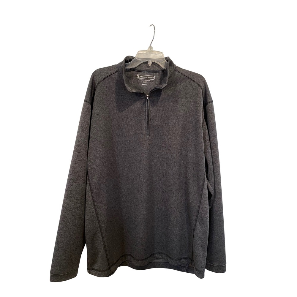 Pebble Beach Performance Mens XL Quarter Zip Pullover Charcoal Gray Golf Sweater